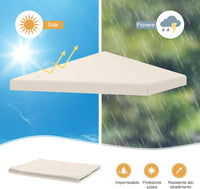 Tettoia di Ricambio per Gazebo da 3 x 3 m, Copertura per Gazebo da Giardino con Gancio e Chiusura a Strappo, Fori di Drenaggio, Facile da Montare (Beige)
