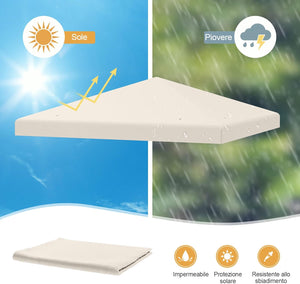 Tettoia di Ricambio per Gazebo da 3 x 3 m, Copertura per Gazebo da Giardino con Gancio e Chiusura a Strappo, Fori di Drenaggio, Facile da Montare (Beige)