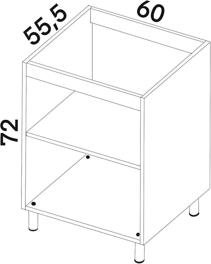 Mobile Base 60 Compreso Di Anta. H 72 Cm L 60 Cm P 55.5 Cm. Spedizione In Kit Noce