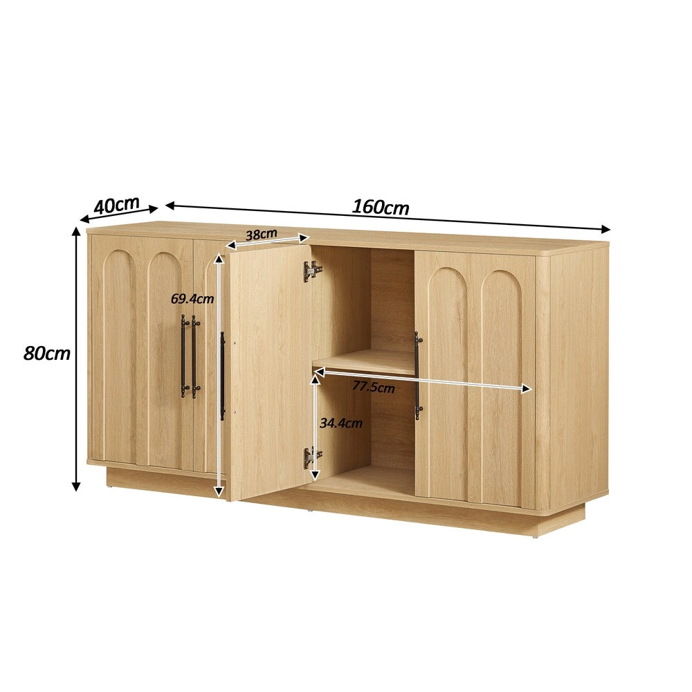 Credenza con 4 Ante ¨C MINIMAL ¨C Legno, Soft-Close, 160cm, Soggiorno