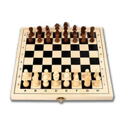 Set di Giochi 3 in 1 Scacchi Dama Backgammon in Legno Salvaspazio 29x29 cm