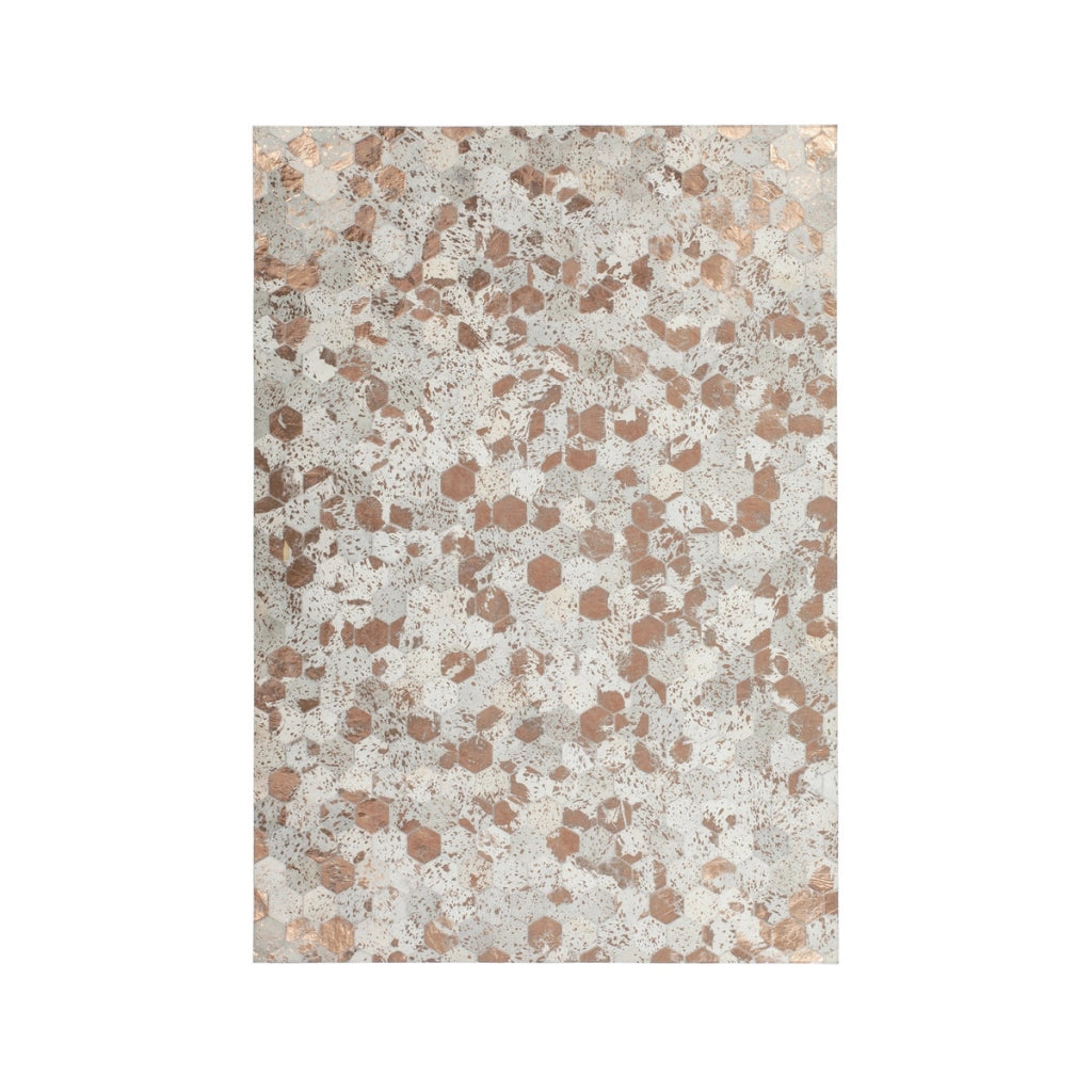 Tappeto in pelle fatto a mano Dazzle Avorio e Cromo