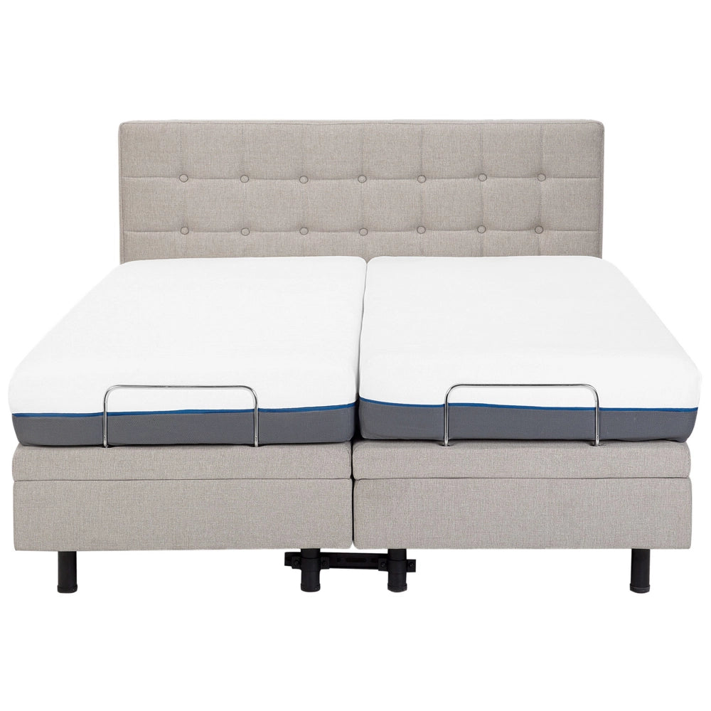 Letto Tessuto Beige Chiaro Elettrico Regolabile con Telecomando 180 x 200 cm