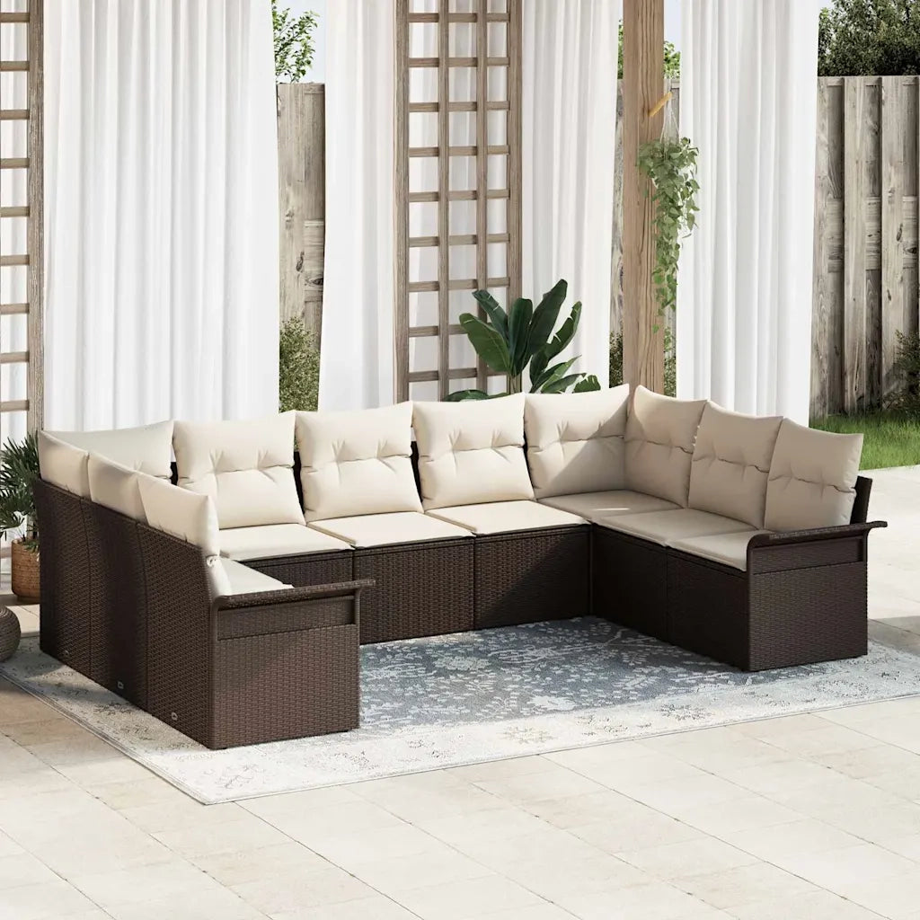 Set Divano da Giardino con cuscino Marrone polyrattan 3345518