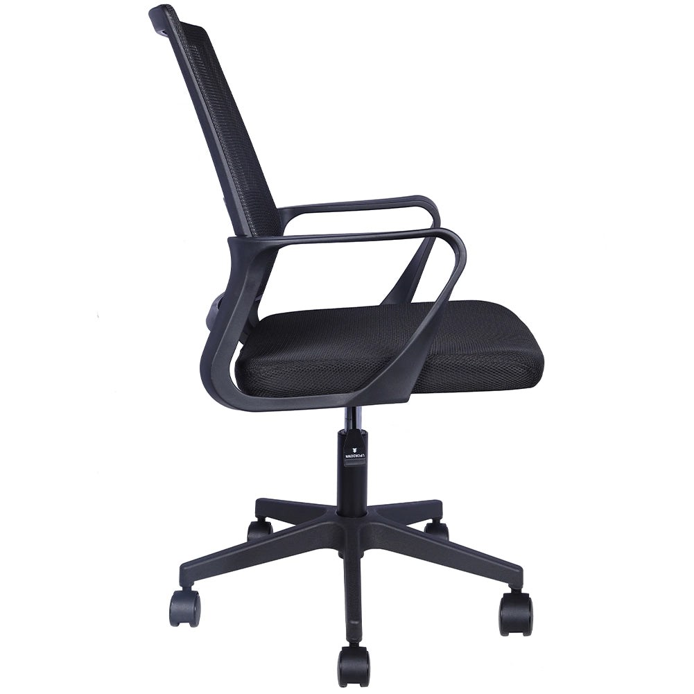 Sedia da Scrivania Nera con Ruote Piroettanti Seduta Ergonomica Ufficio e Casa