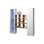 Madia Firmino, Credenza 14 Ripiani Made in Italy, 30x40x180h cm Bianco Acero