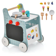 Passeggino per bambini 6 in 1 in legno 31 x 34,5 x 42 cm girello ergonomico cucina giocattolo design moderno in MDF blu 20_0013274