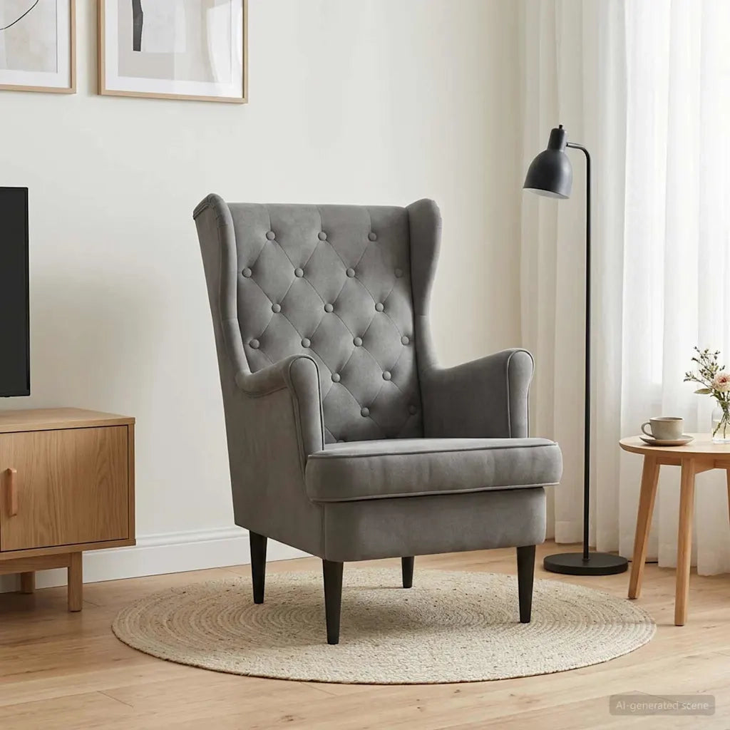 Poltrona-Divano Sedia-Poltroncina Grigio Scuro Velluto 210569