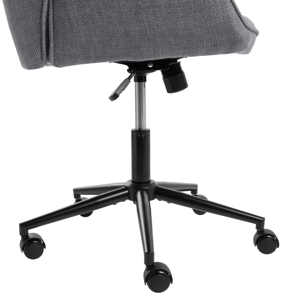 Sedia da ufficio grigio scuro con rivestimento in finto lino, girevole, poltroncina da salotto, con regolazione dell'altezza del sedile