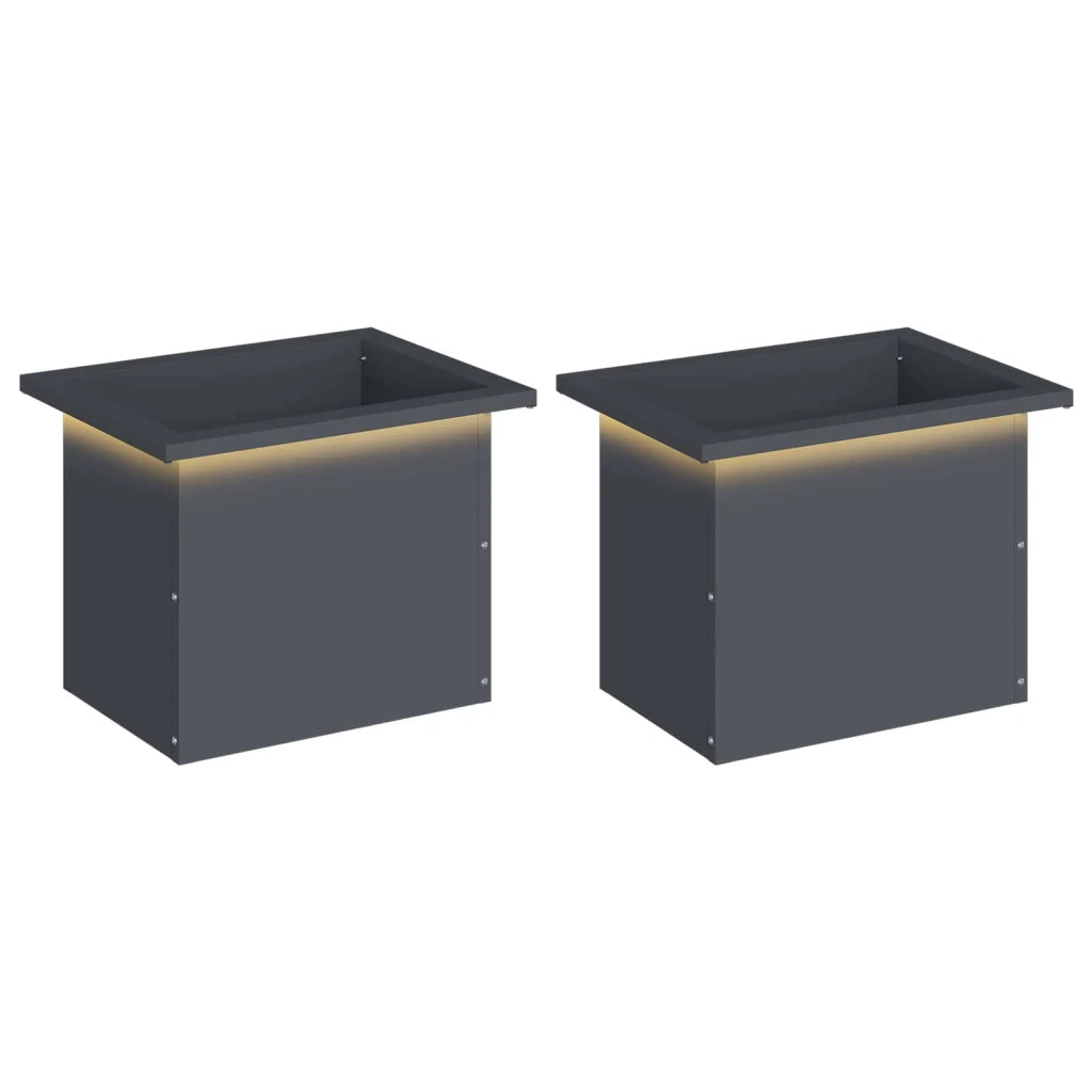 Fioriera da giardino con LED 2 pz Antracite 30 x 40 x 30 cm 8008075