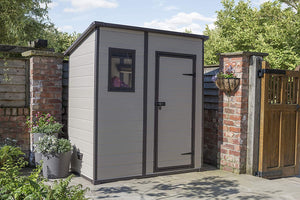 Casetta da Giardino Porta Attrezzi 183,5x111x200,5 cmin Resina Effetto Legno Keter Manor Pent 6x4 Beige