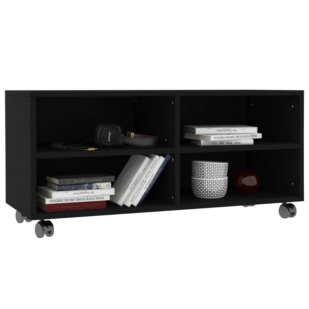Mobile TV con Ruote Nero 90x35x35 cm in Truciolato