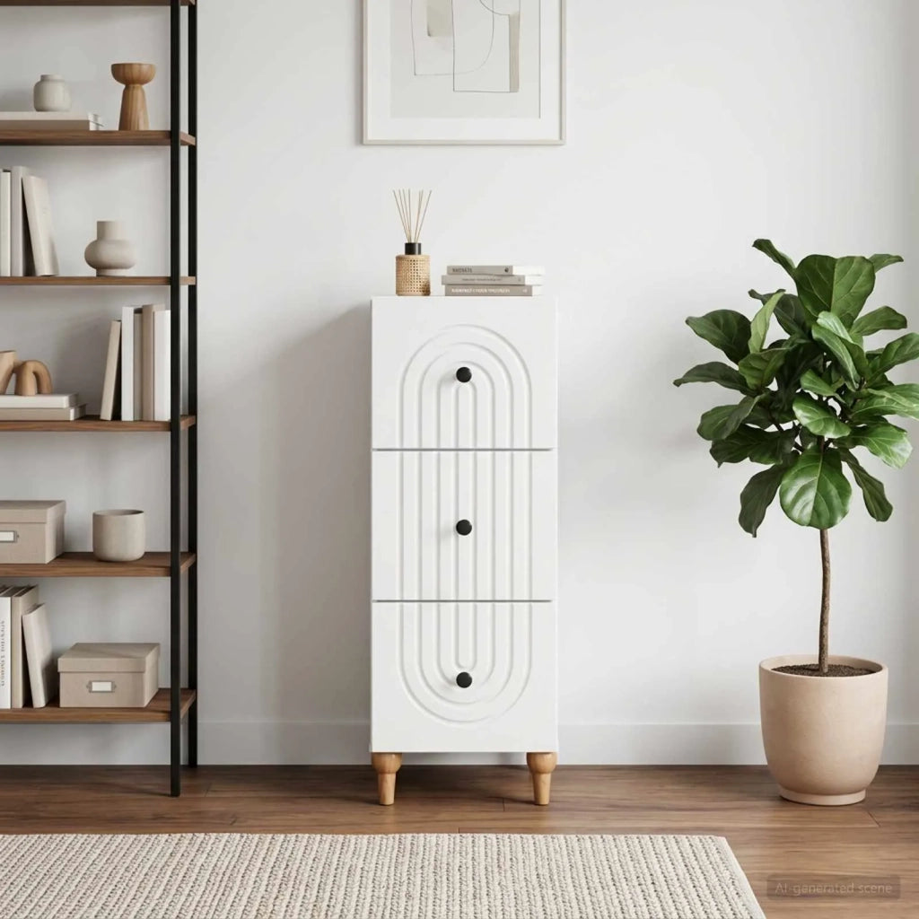 Mobile con Cassetti Bianco Lucido 33 x 34,5 x 90 cm 894159