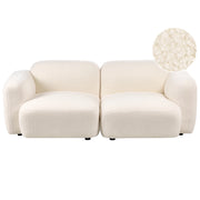 Divano scandinavo a 3 posti con rivestimento schienale e piedini anteriori Piedini in legno bouclé Accogliente bouclé bianco sporco