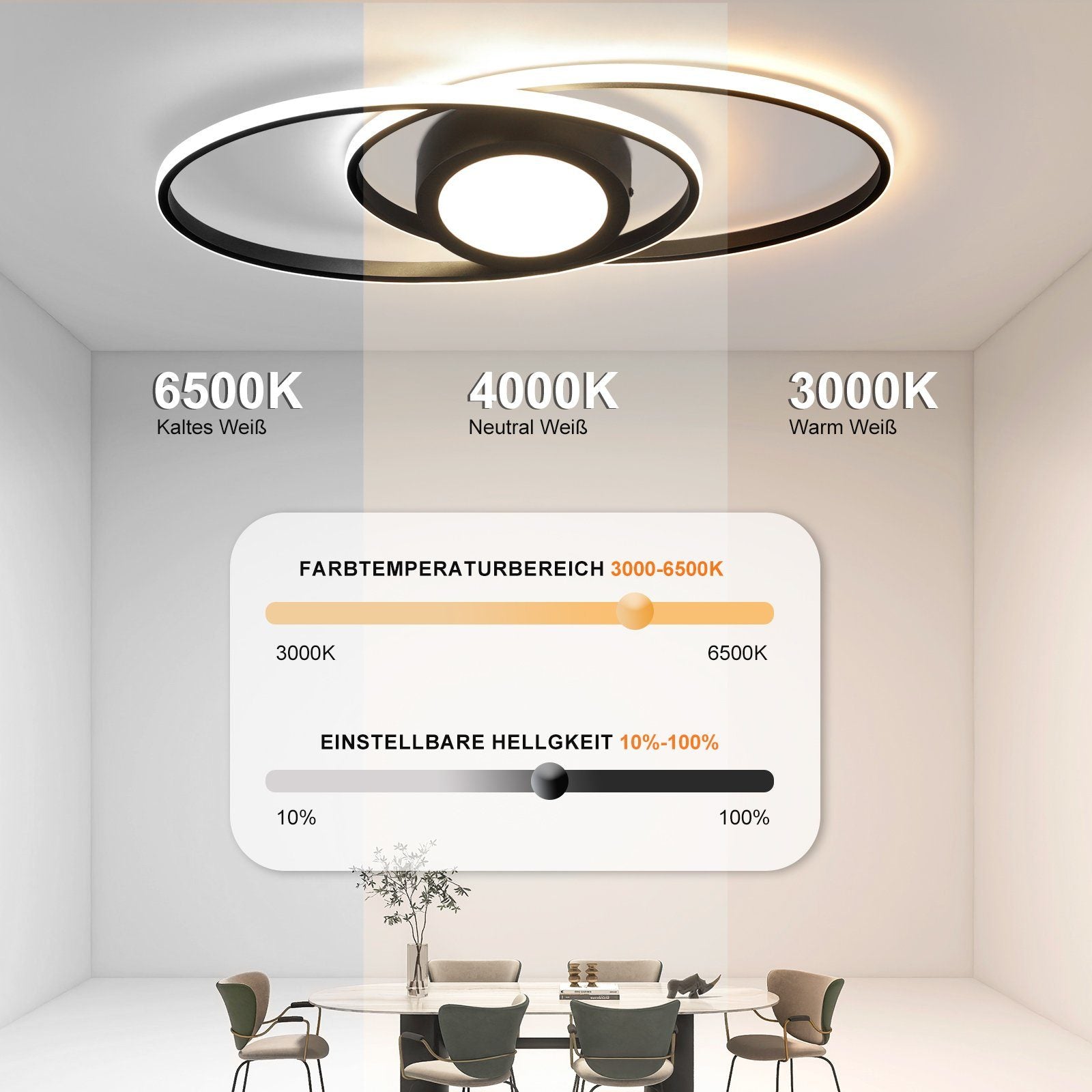 ZMH Lampada da soffitto plafoniera LED moderna dimmerabile 48W telecomando per corridoio