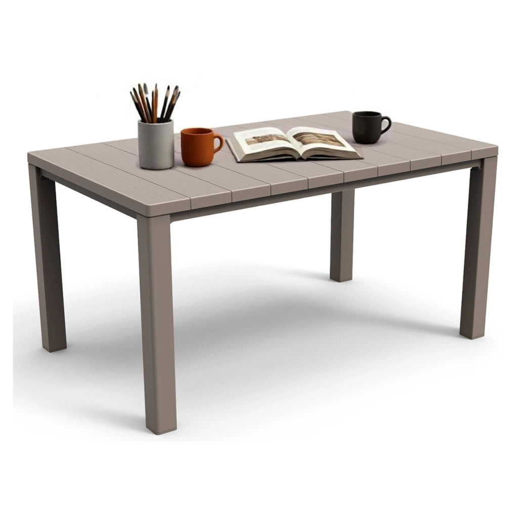 Tavolo da esterno Listowel, Base per picnic, Piano da pranzo da giardino, Banco outdoor multiuso, 147x90 h75 cm, Tortora