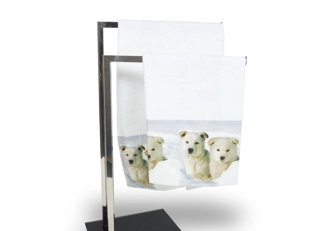 Set Asciugamani E Teli Bagno In Stampa Digitale Linea Natural Life Dis. Cane 20 - Telo Bagno - Cane