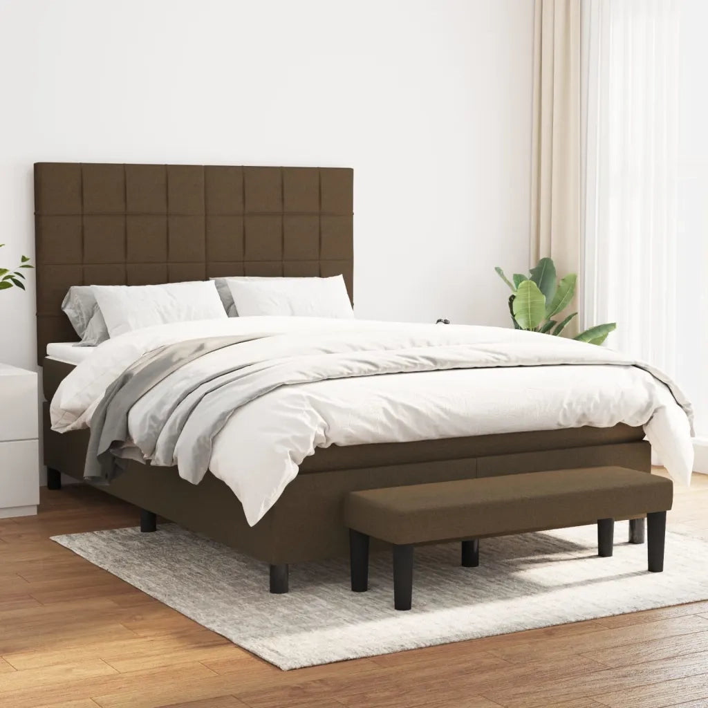 Giroletto a Molle con Materasso Marrone Scuro 140x200cm Tessuto cod mxl 34021