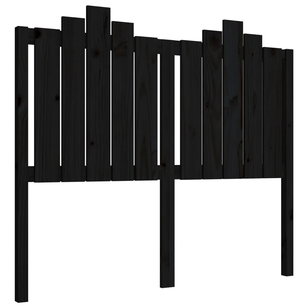 Testiera per Letto Nera 126x4x110 cm in Legno Massello di Pino 818464