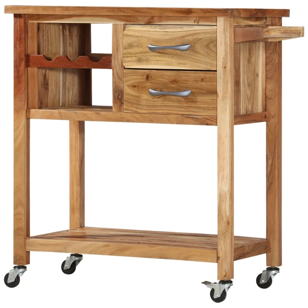 Carrello da Cucina 80x45x91 cm in Legno Massello di Acacia 282754