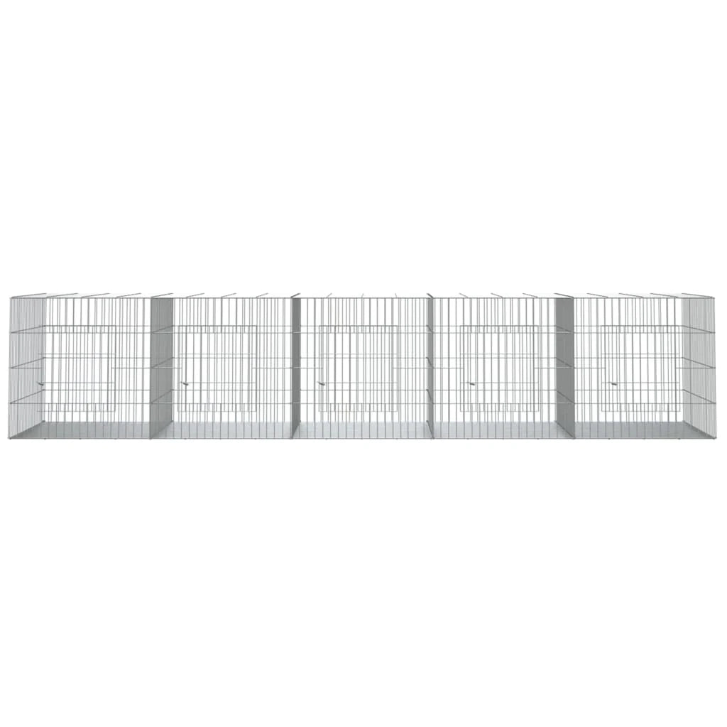 Gabbia per conigli con 5 pannelli 273 x 79 x 54 cm ferro zincato argento 02_0041691