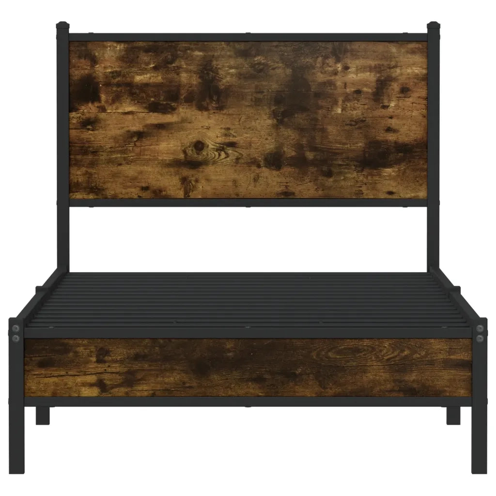 Letto singolo | Letto per adulti | Giroletto senza Materaso in Metallo Rovere Fumo 90x190 cm