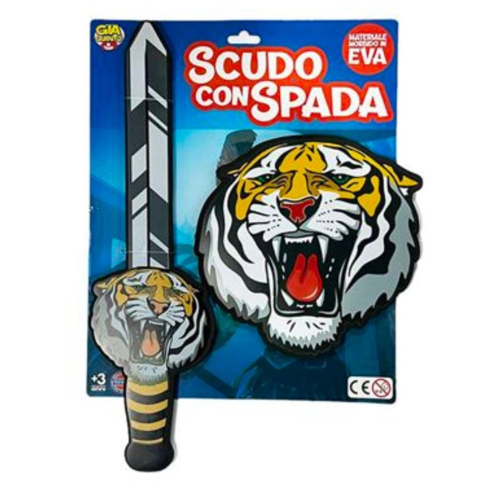 Trade Shop - Scudo Con Spada Modello Con Leone Tigre Oppure Squalo Gioco Per Bambini Di 3+ -