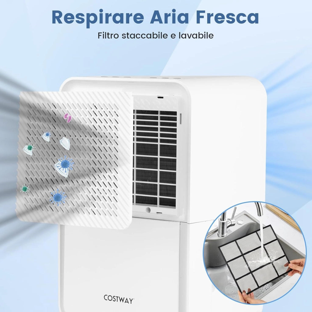 Demudificatore Casa Portatile 15L/24h, Demudificatore 20㎡ Silenzioso a 4 Modalità con Timer, Demudificatore Smart con Ruote per Casa, Bagno, Camera da Letto e Soggiorno