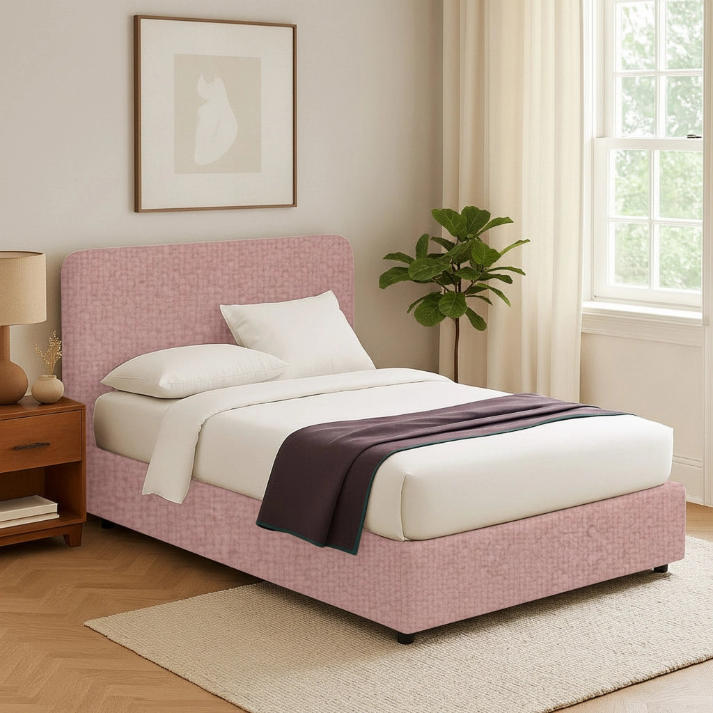 Reading, Letto Singolo Sfoderabile Made in Italy, Rosa