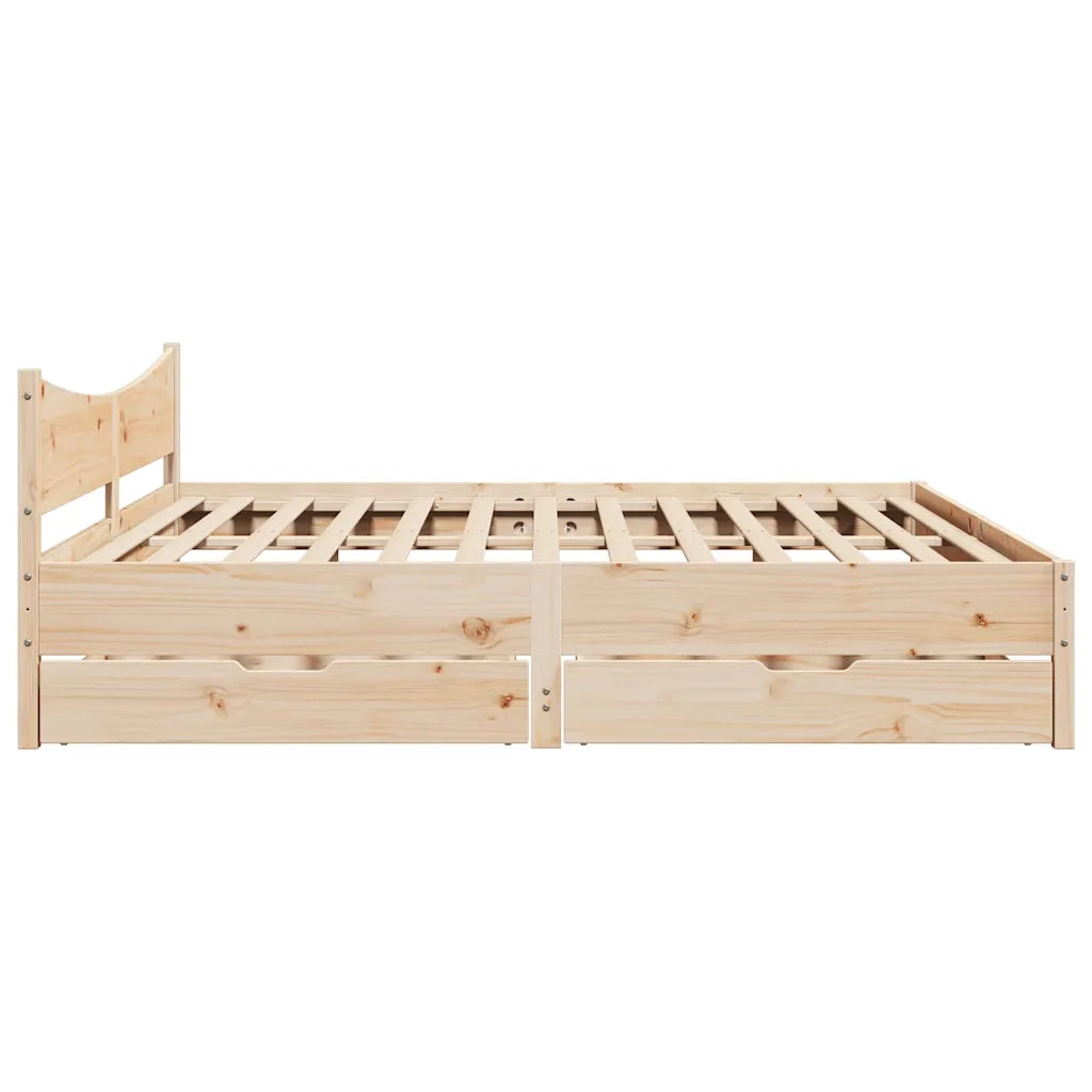 Giroletto con Cassetti 200x200 cm in Legno Massello di Pino 3301893