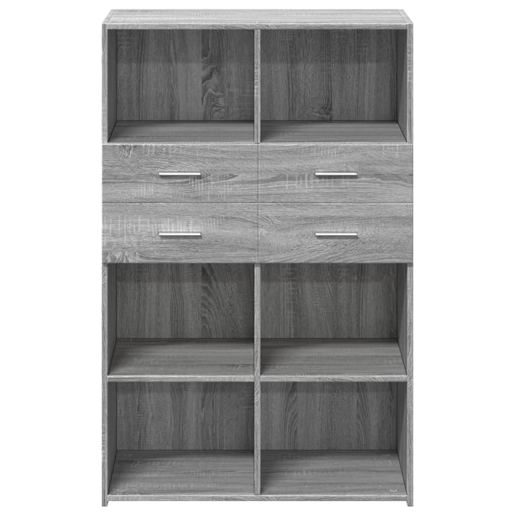 Buffet credenza cassettiera armadio mobile contenitore organizer cucina soggiorno salotto rovere Sonoma alto 80 x 42,5 x 124 cm legno ingegnerizzato grigio 02_0035633
