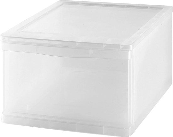 Cassetto di Deposito in Plastica Translucida 20L - Scatola di Stoccaggio per Abbigliamento e Accessori