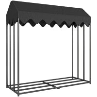 Portalegna da esterno, con copertura 600D Oxford capacità 1,9 m³, acciaio 186x70x185cm nero