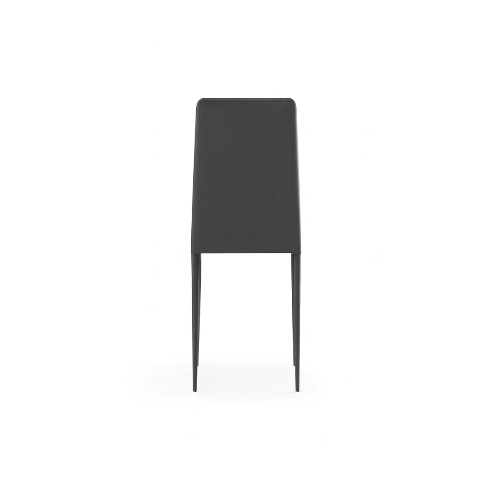 Set di 4 sedie da pranzo impilabili in similpelle grigio scuro Arianna con struttura in metallo facili da pulire | Duzzle
