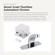 Sensor di acqua automatico a infrarossi - Zinklegering/Messing - Resistente alla ruggine - Igiene - Design moderno - Finitura cromata - Rubinetto senza tocco