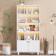 Libreria bianca 80x30x173 cm con LED e ante