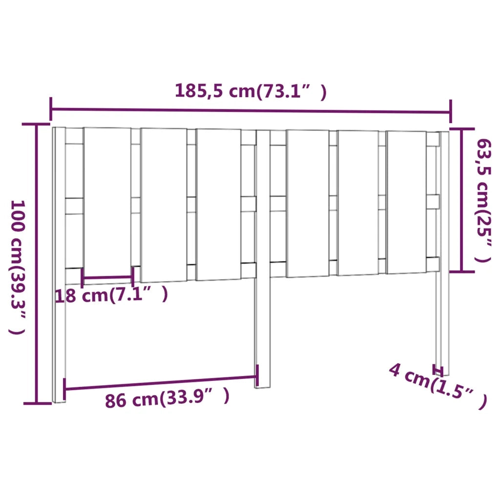 Testiera per Letto ambra 185,5x4x100 cm Legno Massello di Pino 818008