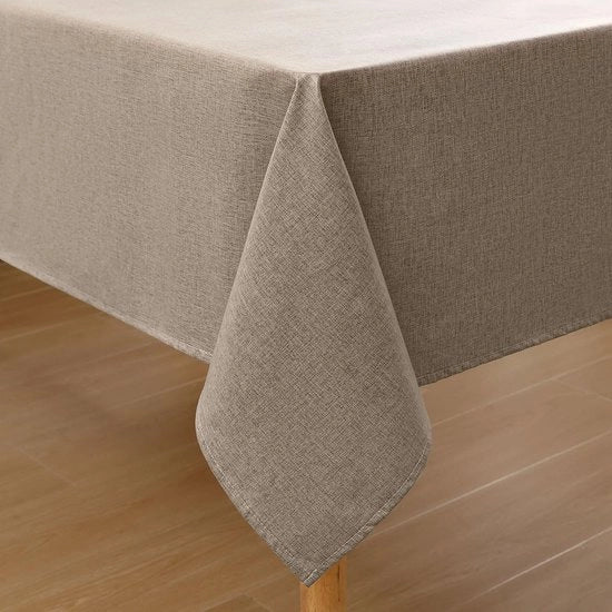 Tavolo con tovaglia in stile lino resistente all'acqua 140 x 180 cm con effetto lotus, tovaglia da tavolo in lino, tovaglia da tavolo con protezione contro macchie