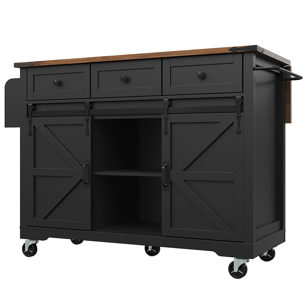Isola cucina - Xylo - 2 porte scorrevoli/3 cassetti nero
