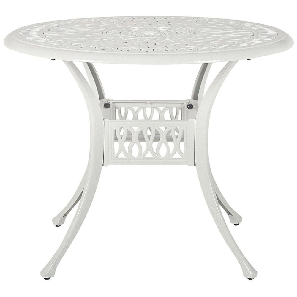 Set Bistro da Giardino a 4 Posti in Alluminio Bianco sporco con Cuscini