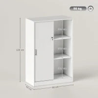 Armadietto da Ufficio a 3 Ripiani con 2 Chiavi di Sicurezza, in Truciolato, 80x40x120 cm, Bianco
