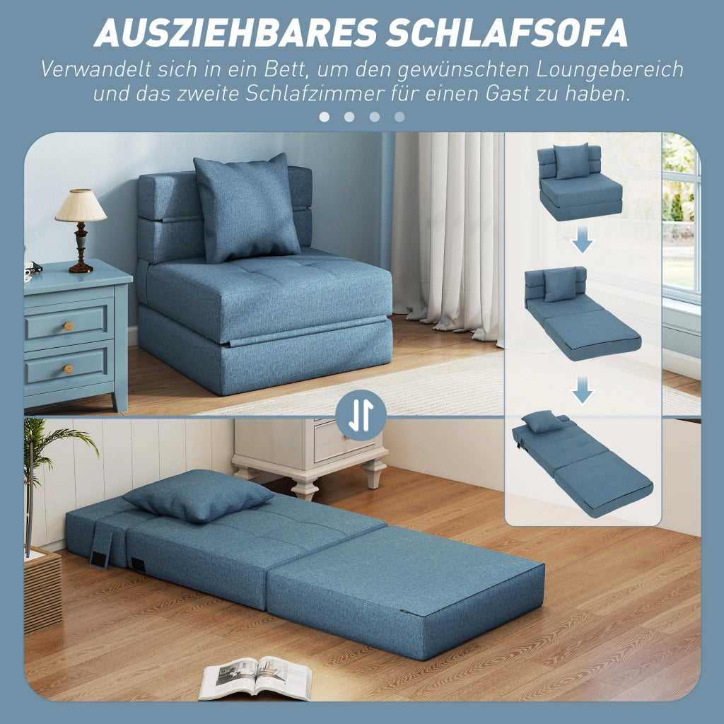 Poltrona letto relax ospiti ¨C Xylo ¨C tessuto blu scuro 70x70x61 cm rivestimento rimovibile