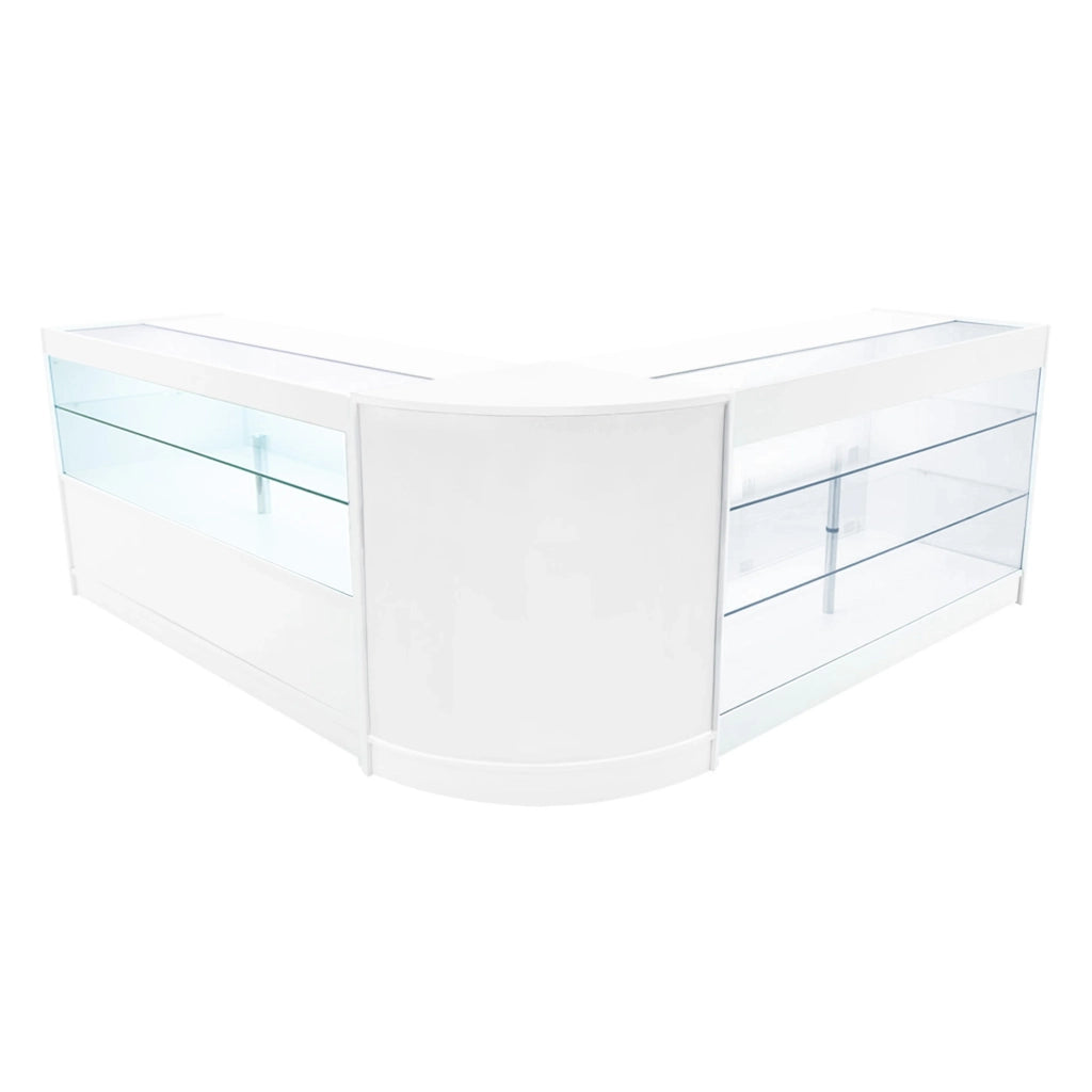 Set Bancone Bianco Hera LED K1500 C1500 CM60 con Serratura e Vetrina Espositiva