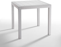 Tavolo da giardino in plastica quadrato Dallas effetto Rattan - Bianco