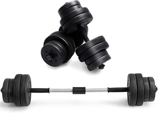 COSTWAY Manubri Regolabili 30 kg, Kit Pesi Palestra con Bilanciere, 4 Chiusure a Stella e 16 Dischi, Kit Manubri per Allenamento a Casa e in Palestra