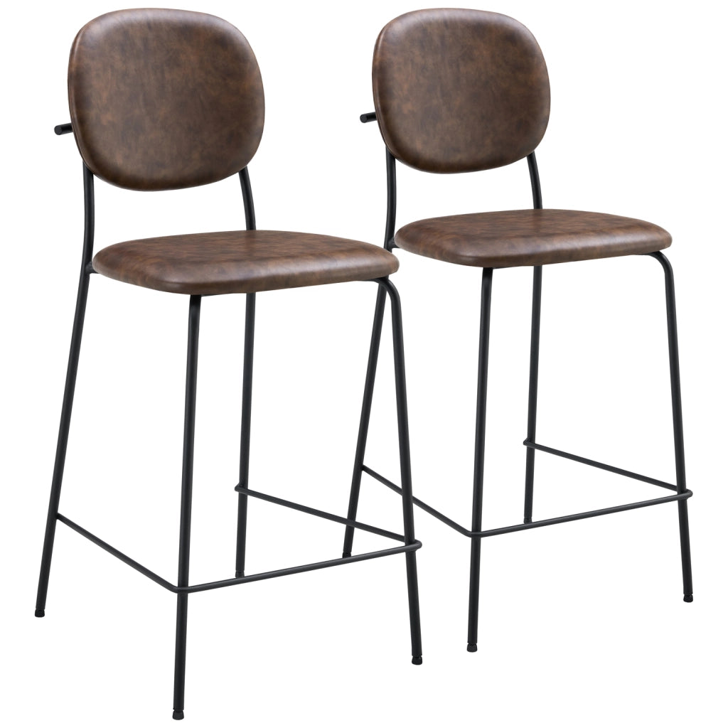 Set di 2 sgabelli da bar EDMOND in similpelle marrone