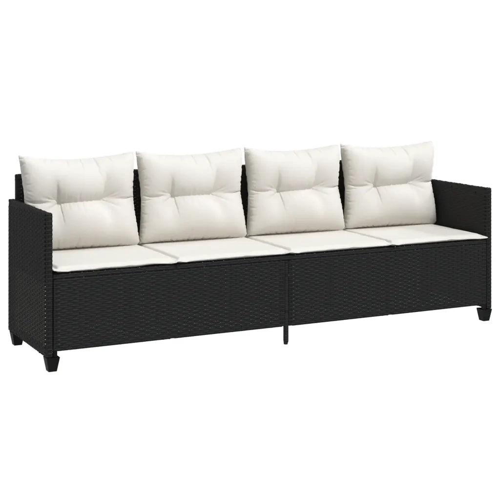 Lettino Prendisole con Cuscini NeroÂ in Polyrattan