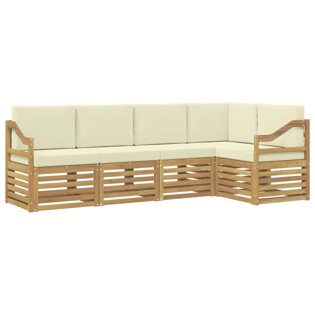 Set divano sezionale con cuscino 5 pcs Bianco e Crema
