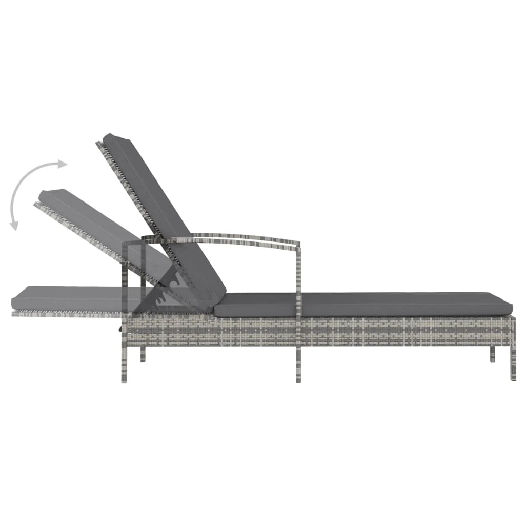 Sedia a sdraio lettino prendisole lettino da giardino mobili da esterno per patio con braccioli resina intrecciata grigia 02_0012262