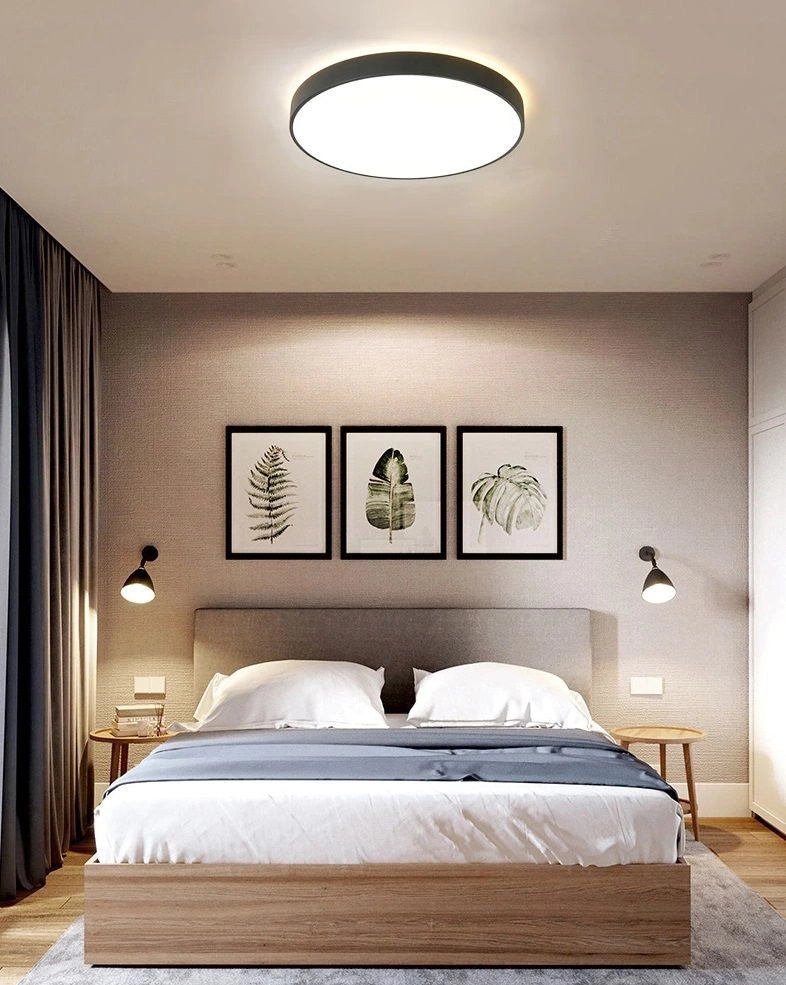 Plafoniera LED tonda Abigali Modern nera 60cm 60W 3000K